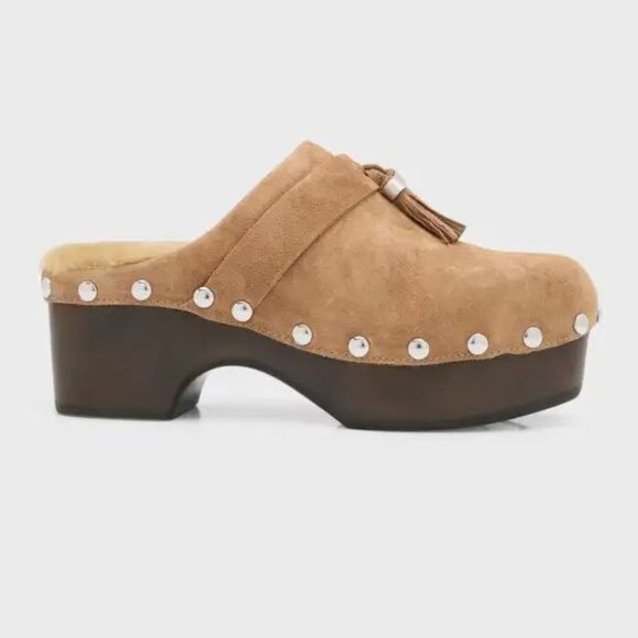 Rag & Bone Johannes Suede Shearling Tassel Clogs Size 40 10 Chunky NEW $475 - Picture 2 of 14